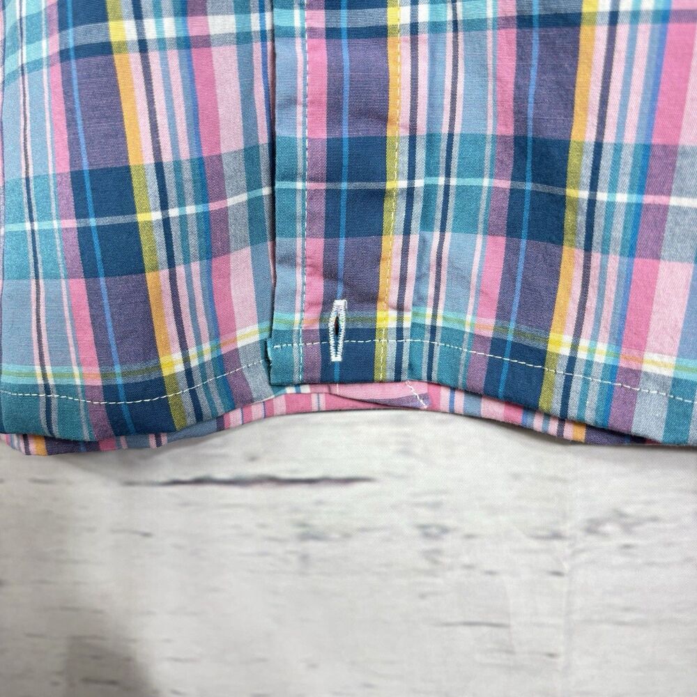 Crown & Ivy Upcycled Re-worked  Ruffle Collar Small Medium Pastel Plaids Pink - Picture 8 of 10